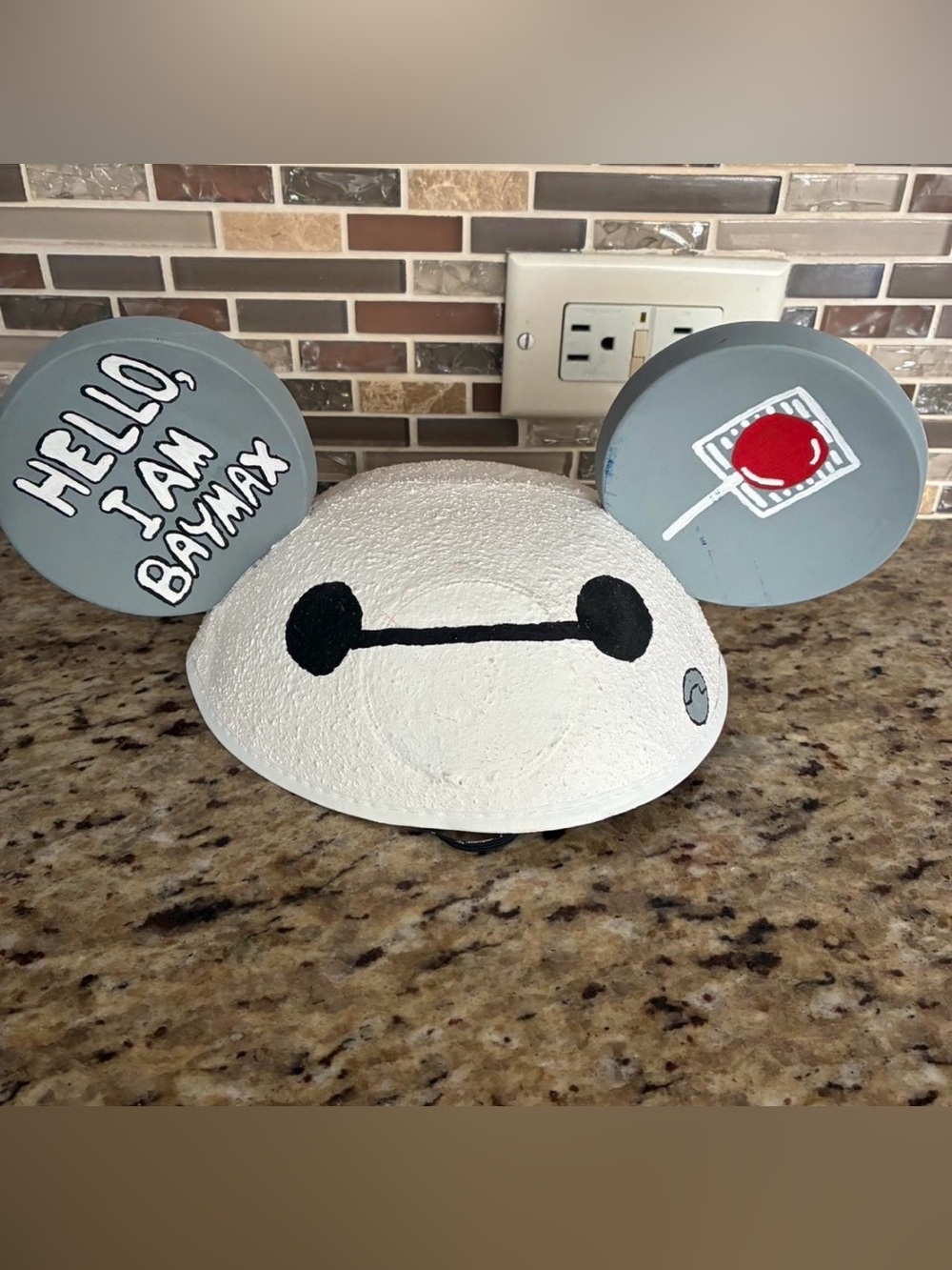 Custom hand painted Baymax (Big Hero 6) mouse ears hat